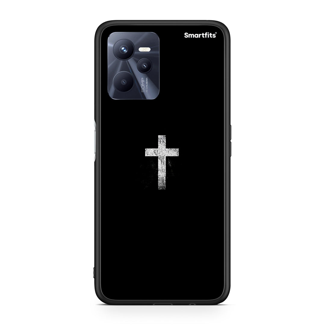 Realme C35 White Cross θήκη από τη Smartfits με σχέδιο στο πίσω μέρος και μαύρο περίβλημα | Smartphone case with colorful back and black bezels by Smartfits