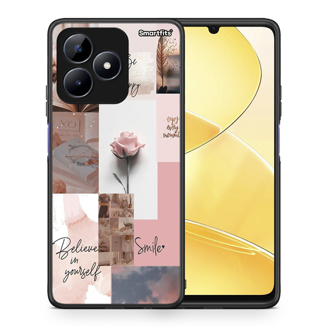 Θήκη Realme Note 50 Aesthetic Collage από τη Smartfits με σχέδιο στο πίσω μέρος και μαύρο περίβλημα | Realme Note 50 Aesthetic Collage case with colorful back and black bezels