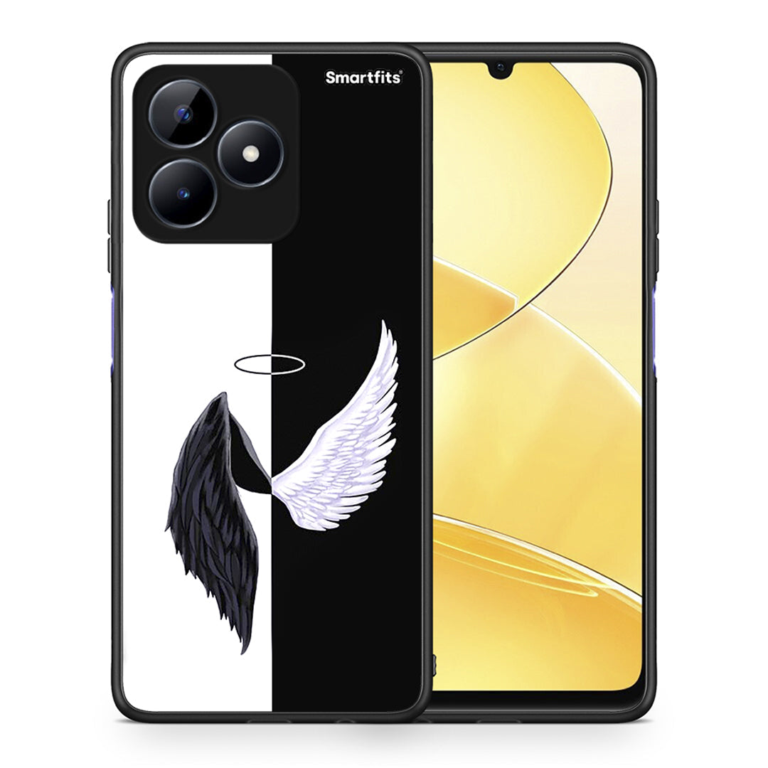 Θήκη Realme Note 50 Angels Demons από τη Smartfits με σχέδιο στο πίσω μέρος και μαύρο περίβλημα | Realme Note 50 Angels Demons case with colorful back and black bezels