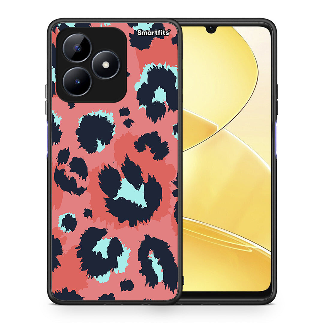 Θήκη Realme Note 50 Pink Leopard Animal από τη Smartfits με σχέδιο στο πίσω μέρος και μαύρο περίβλημα | Realme Note 50 Pink Leopard Animal case with colorful back and black bezels