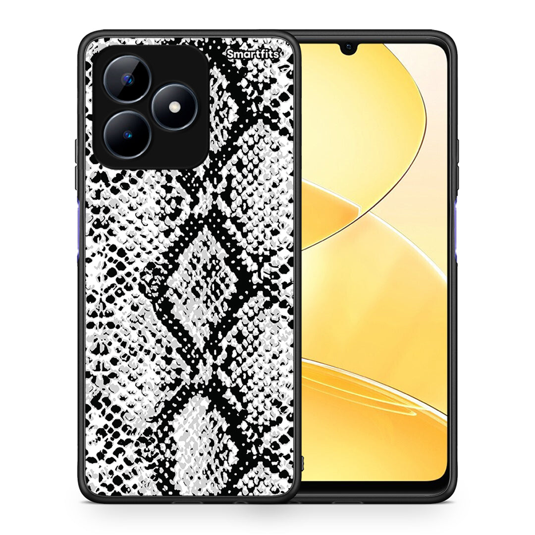 Θήκη Realme Note 50 White Snake Animal από τη Smartfits με σχέδιο στο πίσω μέρος και μαύρο περίβλημα | Realme Note 50 White Snake Animal case with colorful back and black bezels