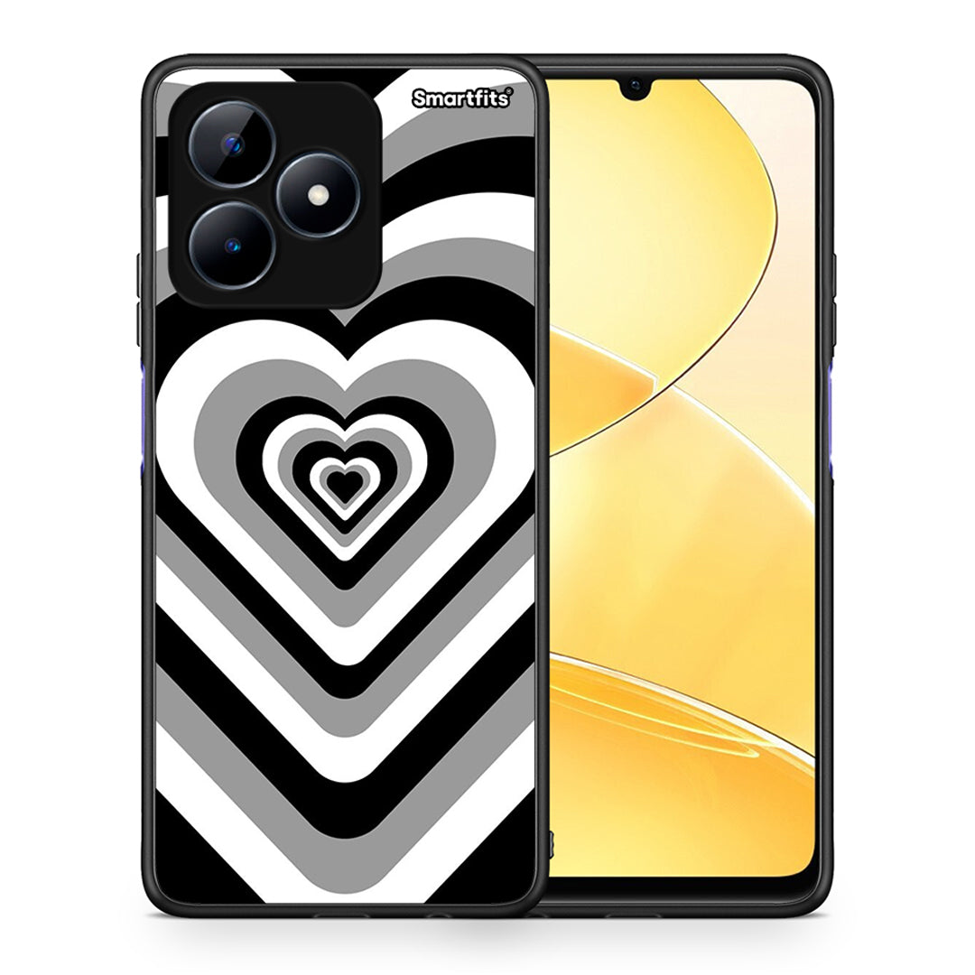 Θήκη Realme C51 Black Hearts από τη Smartfits με σχέδιο στο πίσω μέρος και μαύρο περίβλημα | Realme C51 Black Hearts case with colorful back and black bezels