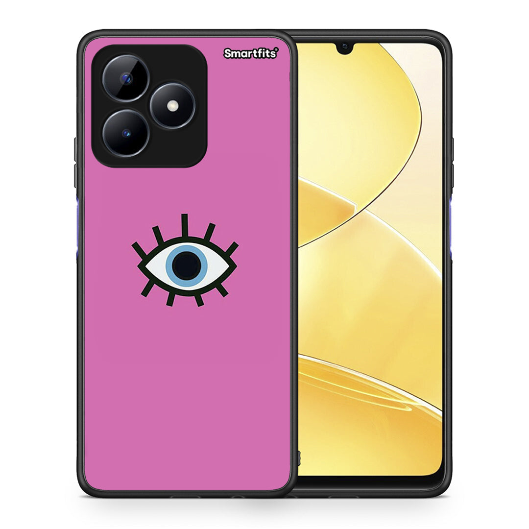 Θήκη Realme Note 50 Blue Eye Pink από τη Smartfits με σχέδιο στο πίσω μέρος και μαύρο περίβλημα | Realme Note 50 Blue Eye Pink case with colorful back and black bezels