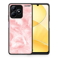 Thumbnail for Θήκη Realme Note 50 Pink Feather Boho από τη Smartfits με σχέδιο στο πίσω μέρος και μαύρο περίβλημα | Realme Note 50 Pink Feather Boho case with colorful back and black bezels