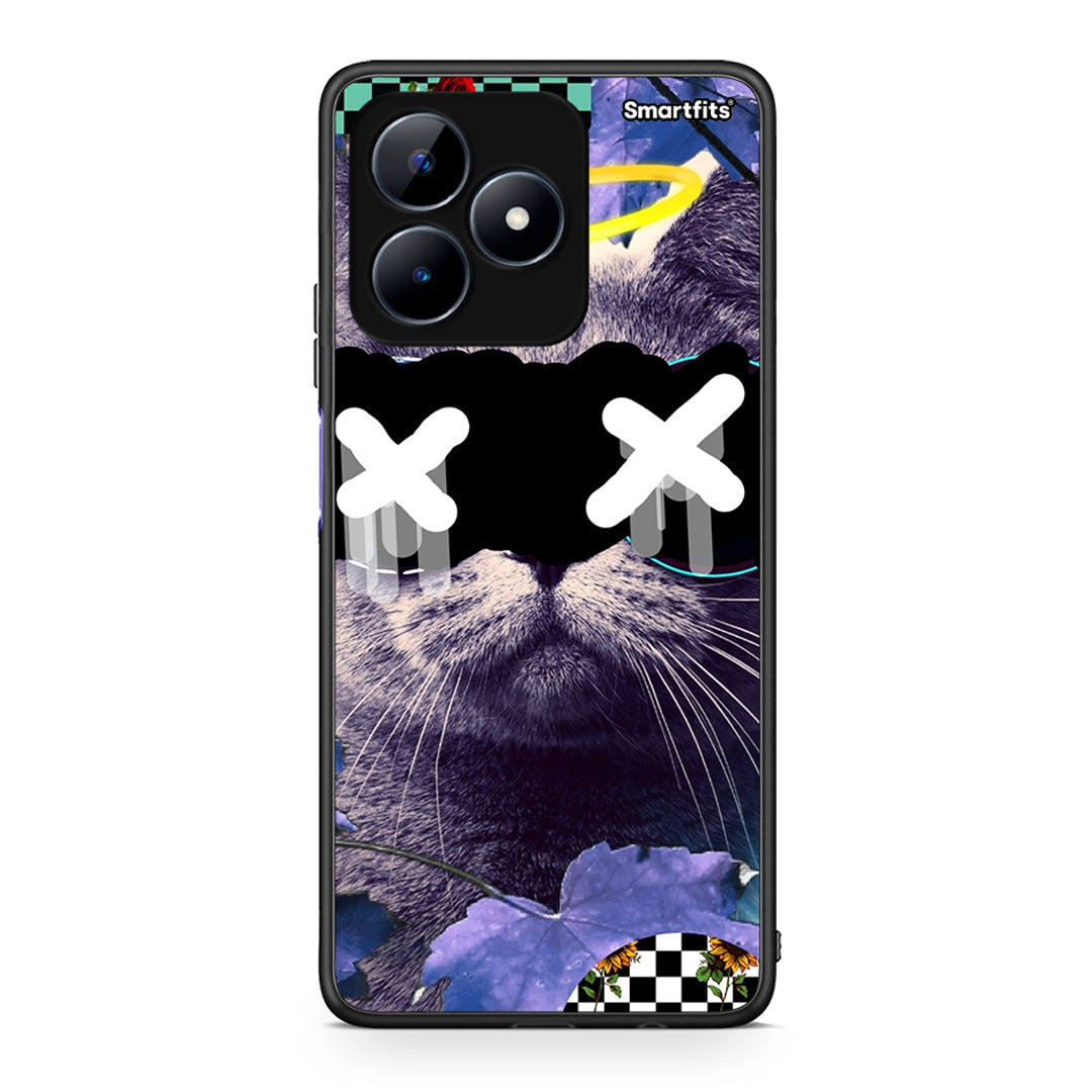 Realme C51 Cat Collage θήκη από τη Smartfits με σχέδιο στο πίσω μέρος και μαύρο περίβλημα | Smartphone case with colorful back and black bezels by Smartfits