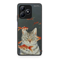 Thumbnail for Realme Note 50 Cat Goldfish θήκη από τη Smartfits με σχέδιο στο πίσω μέρος και μαύρο περίβλημα | Smartphone case with colorful back and black bezels by Smartfits