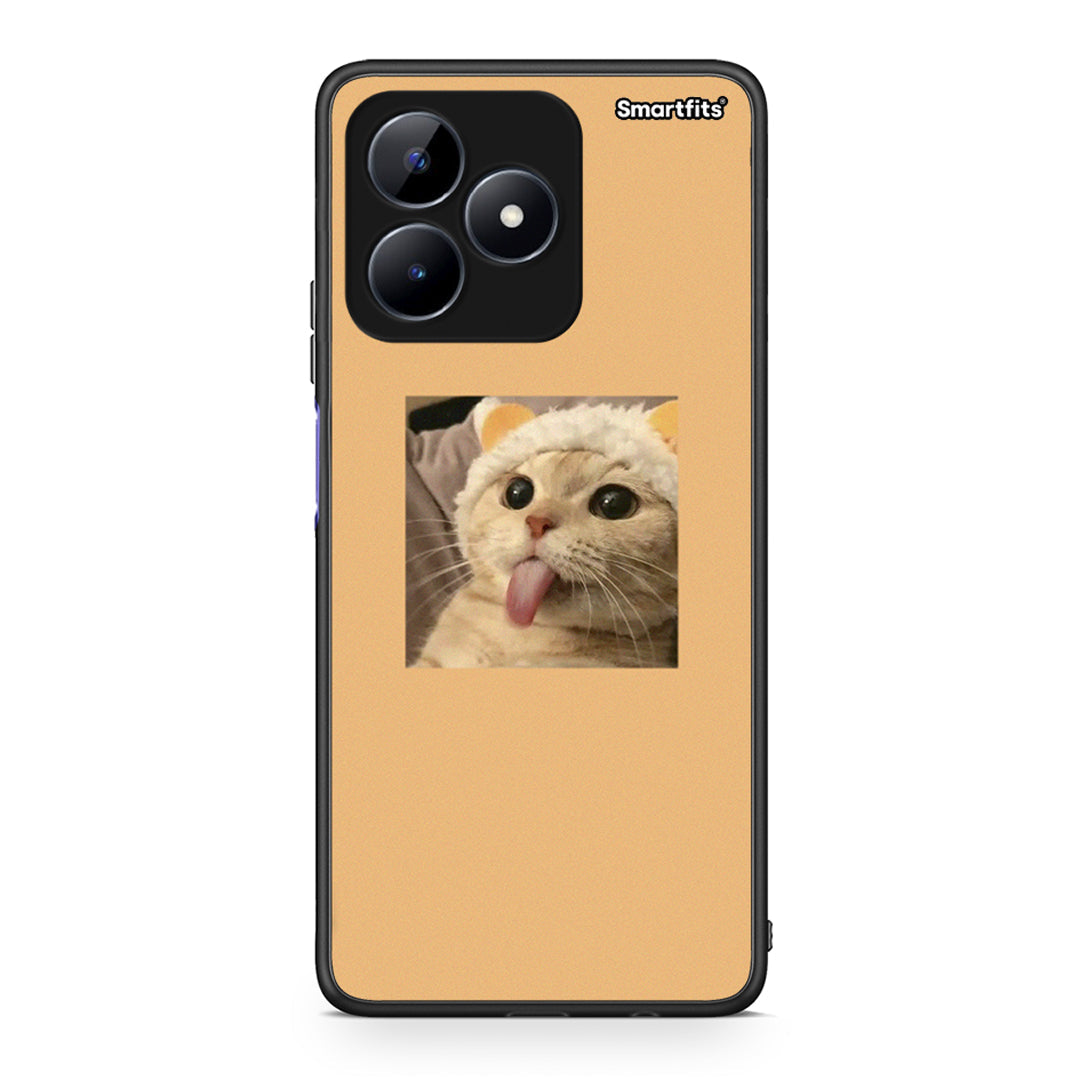 Realme C51 Cat Tongue θήκη από τη Smartfits με σχέδιο στο πίσω μέρος και μαύρο περίβλημα | Smartphone case with colorful back and black bezels by Smartfits