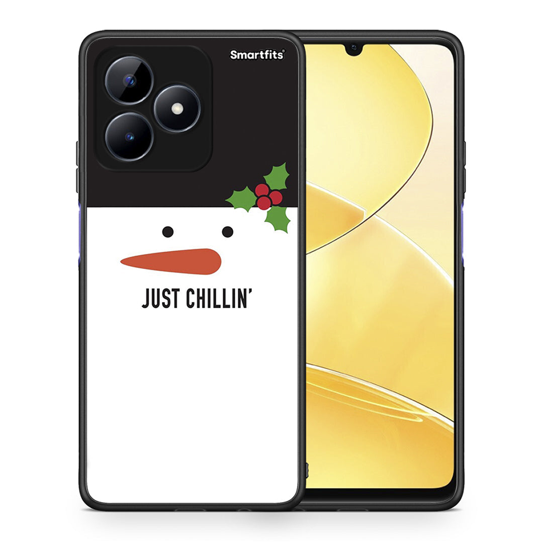 Θήκη Realme Note 50 Christmas Chillin από τη Smartfits με σχέδιο στο πίσω μέρος και μαύρο περίβλημα | Realme Note 50 Christmas Chillin case with colorful back and black bezels