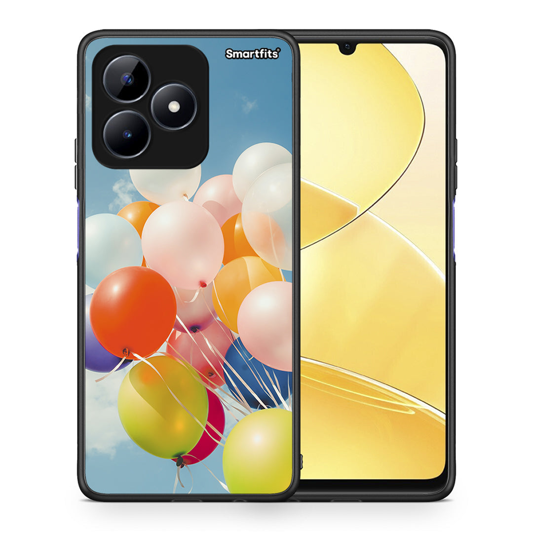 Θήκη Realme Note 50 Colorful Balloons από τη Smartfits με σχέδιο στο πίσω μέρος και μαύρο περίβλημα | Realme Note 50 Colorful Balloons case with colorful back and black bezels