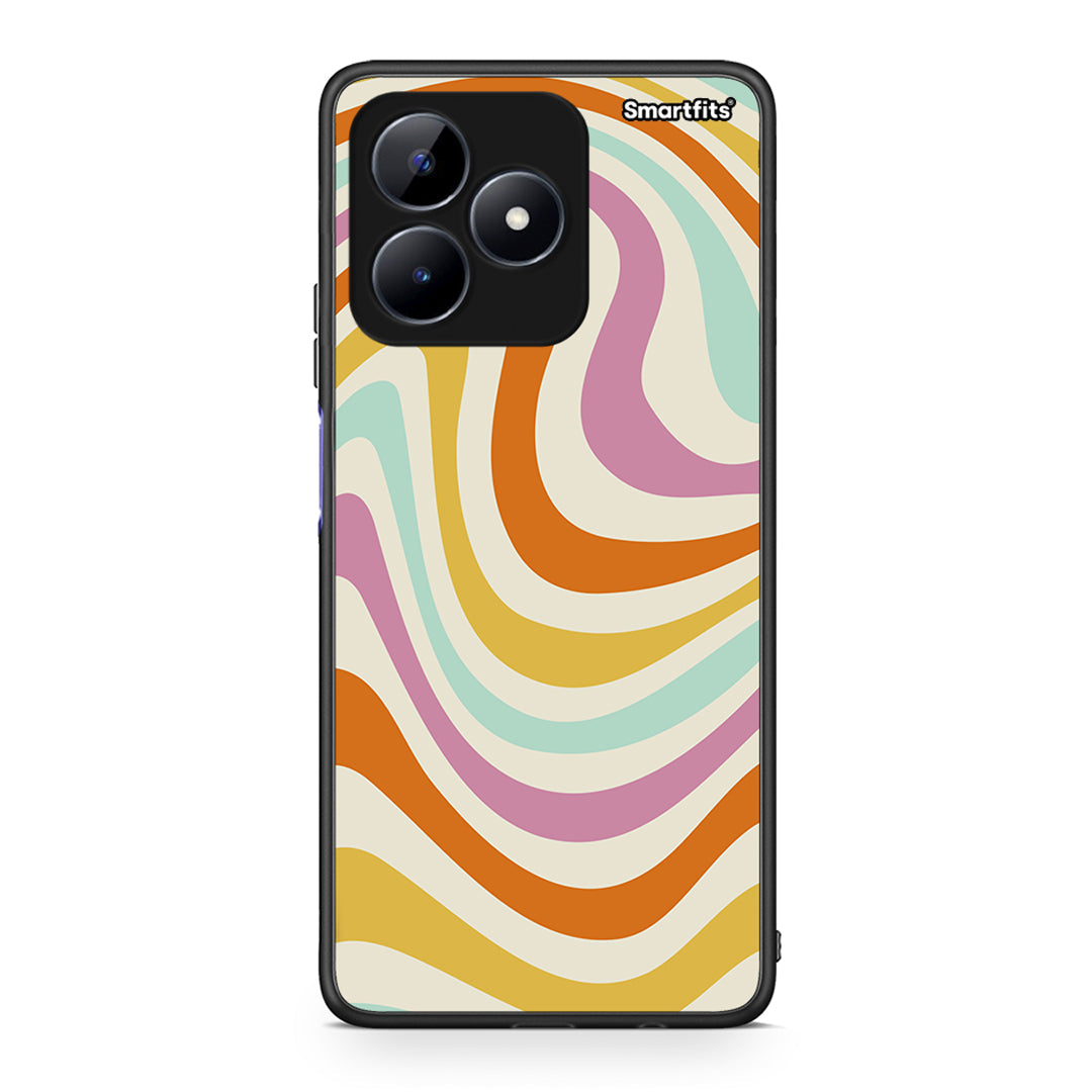 Realme C51 Colourful Waves θήκη από τη Smartfits με σχέδιο στο πίσω μέρος και μαύρο περίβλημα | Smartphone case with colorful back and black bezels by Smartfits