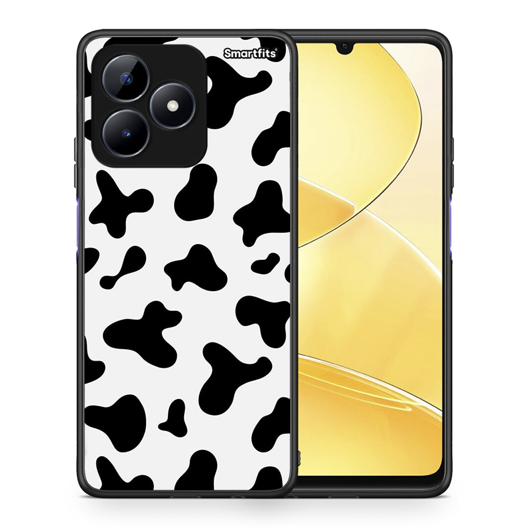 Θήκη Realme C51 Cow Print από τη Smartfits με σχέδιο στο πίσω μέρος και μαύρο περίβλημα | Realme C51 Cow Print case with colorful back and black bezels