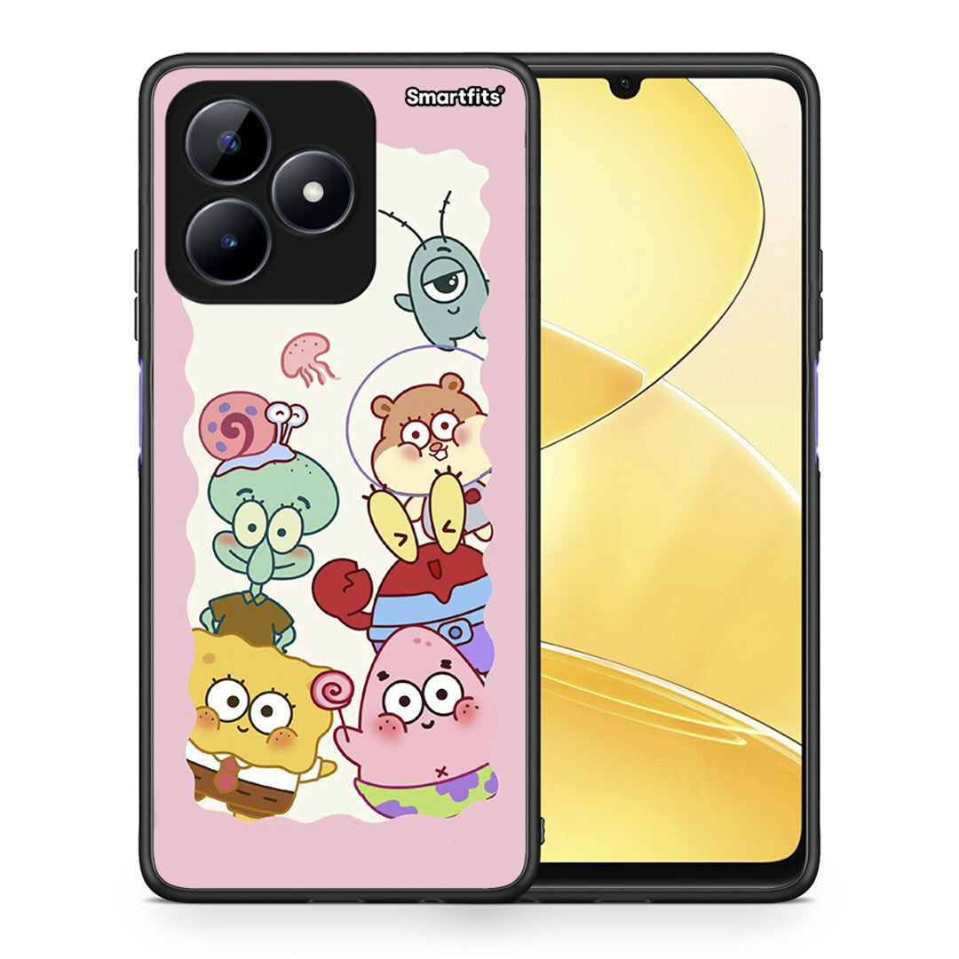 Θήκη Realme Note 50 Cute Companion από τη Smartfits με σχέδιο στο πίσω μέρος και μαύρο περίβλημα | Realme Note 50 Cute Companion case with colorful back and black bezels