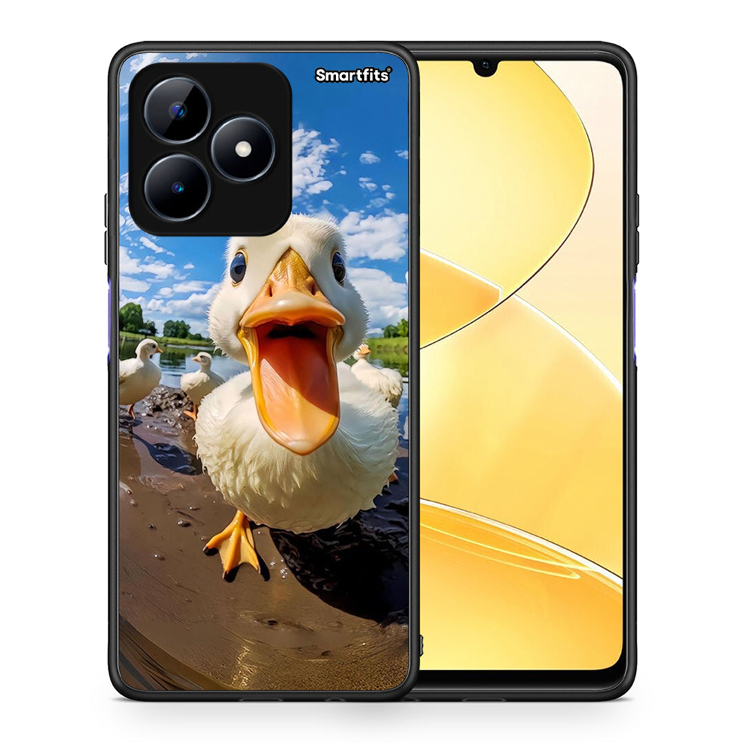 Θήκη Realme Note 50 Duck Face από τη Smartfits με σχέδιο στο πίσω μέρος και μαύρο περίβλημα | Realme Note 50 Duck Face case with colorful back and black bezels