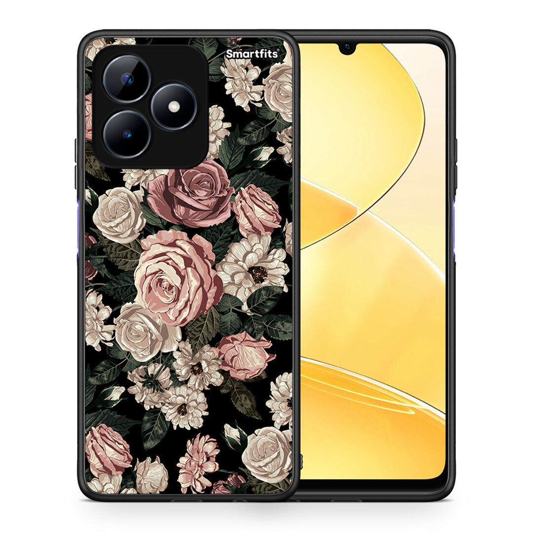 Θήκη Realme Note 50 Wild Roses Flower από τη Smartfits με σχέδιο στο πίσω μέρος και μαύρο περίβλημα | Realme Note 50 Wild Roses Flower case with colorful back and black bezels