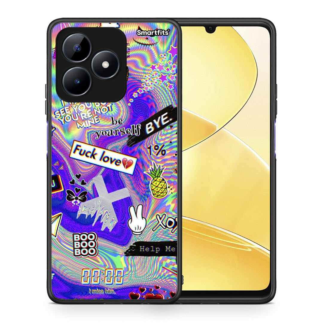 Θήκη Realme C51 Game Over από τη Smartfits με σχέδιο στο πίσω μέρος και μαύρο περίβλημα | Realme C51 Game Over case with colorful back and black bezels