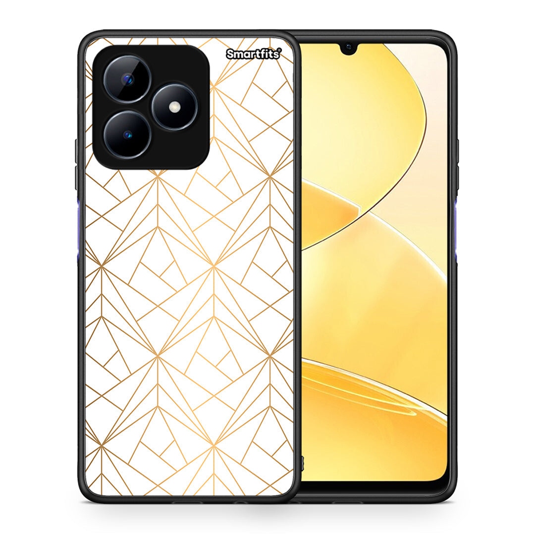 Θήκη Realme Note 50 Luxury White Geometric από τη Smartfits με σχέδιο στο πίσω μέρος και μαύρο περίβλημα | Realme Note 50 Luxury White Geometric case with colorful back and black bezels