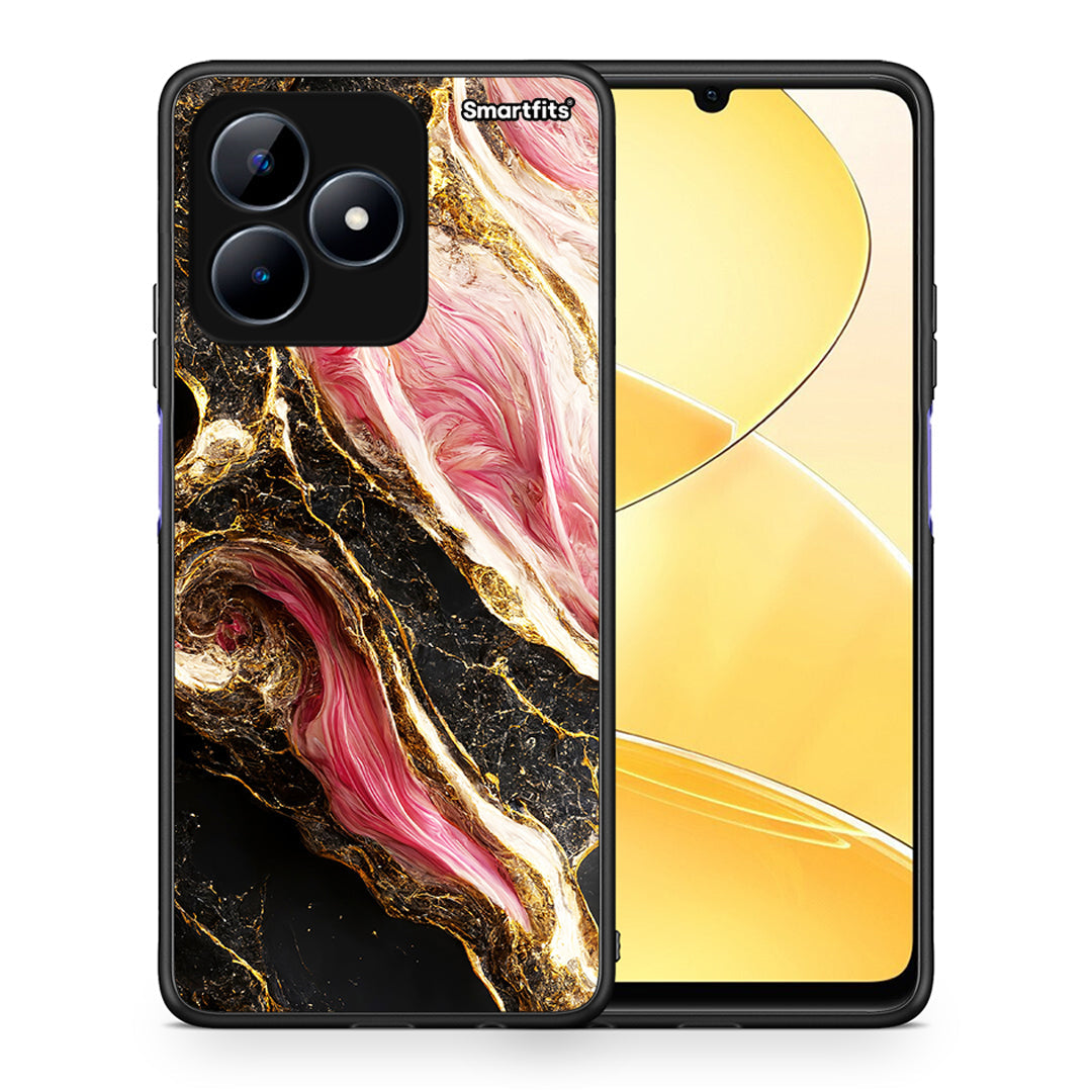 Θήκη Realme Note 50 Glamorous Pink Marble από τη Smartfits με σχέδιο στο πίσω μέρος και μαύρο περίβλημα | Realme Note 50 Glamorous Pink Marble case with colorful back and black bezels