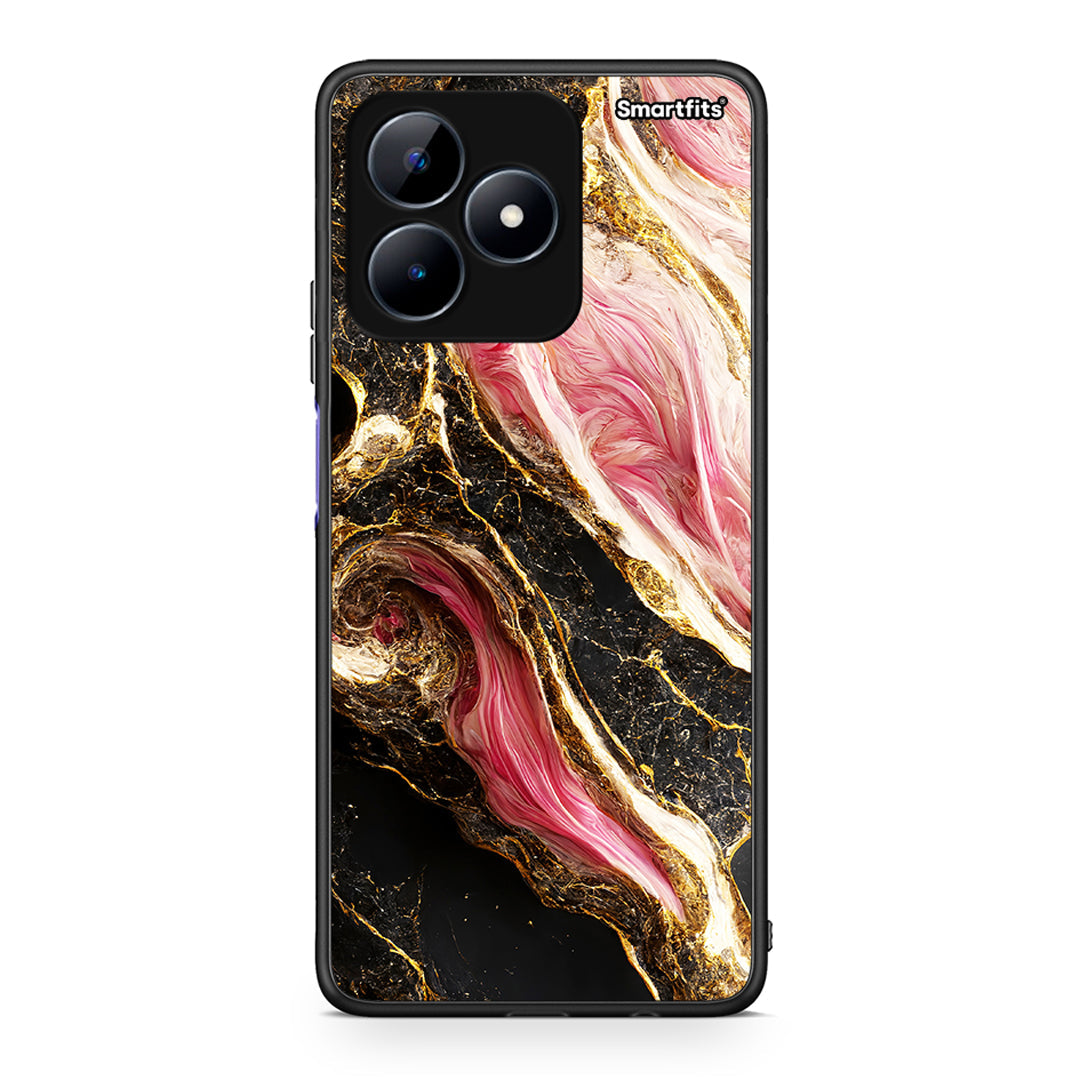 Realme C51 Glamorous Pink Marble θήκη από τη Smartfits με σχέδιο στο πίσω μέρος και μαύρο περίβλημα | Smartphone case with colorful back and black bezels by Smartfits