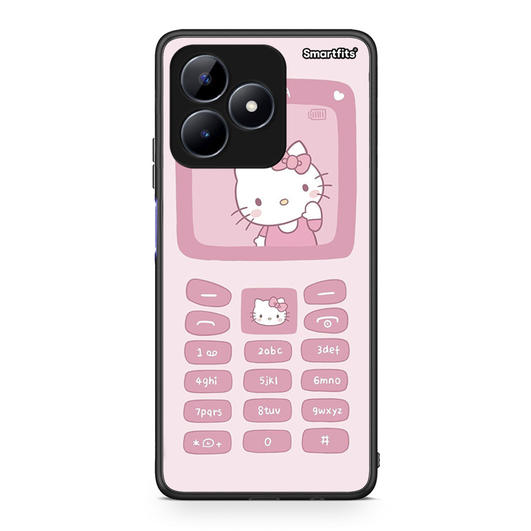 Realme C51 Hello Kitten Θήκη Αγίου Βαλεντίνου από τη Smartfits με σχέδιο στο πίσω μέρος και μαύρο περίβλημα | Smartphone case with colorful back and black bezels by Smartfits