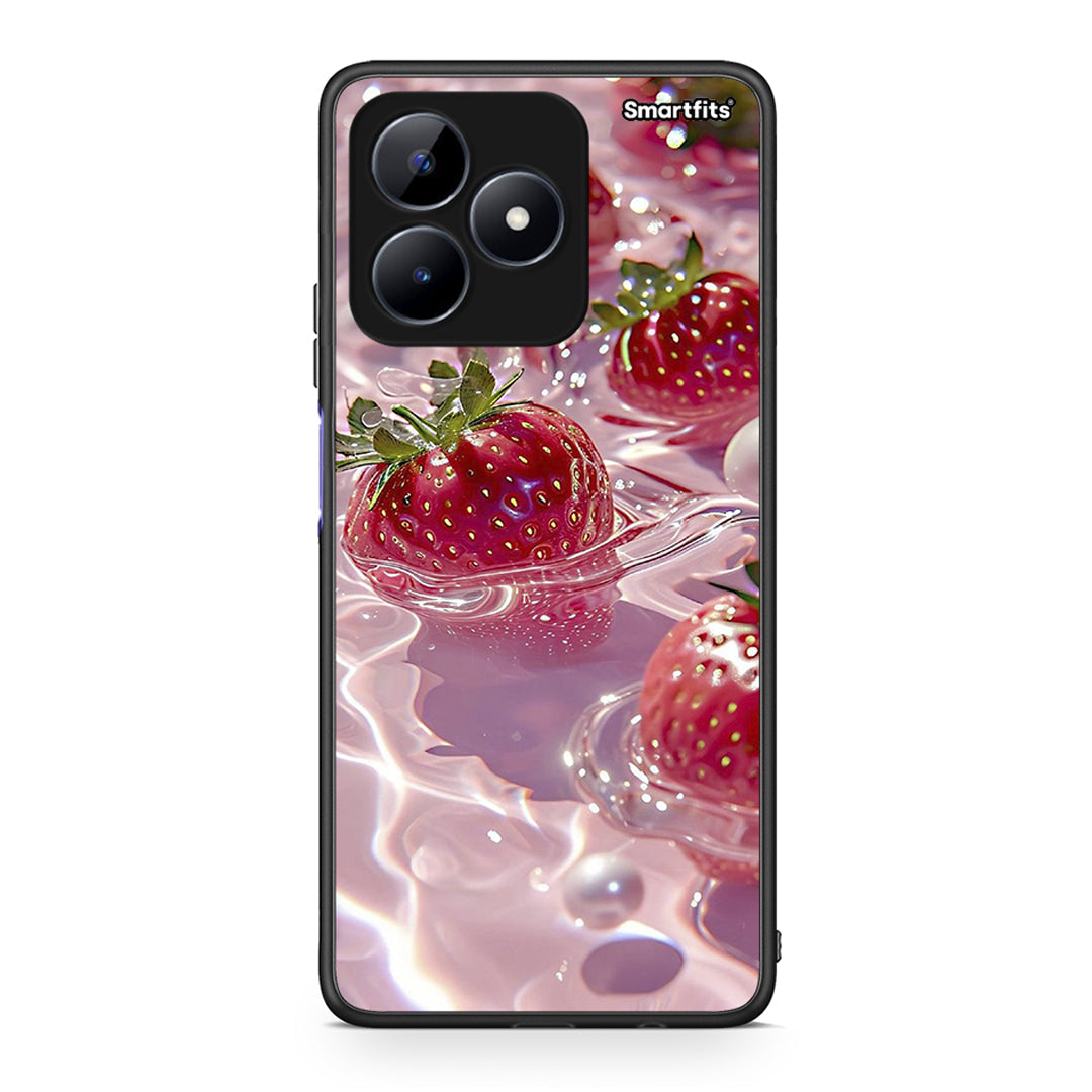 Realme C51 Juicy Strawberries θήκη από τη Smartfits με σχέδιο στο πίσω μέρος και μαύρο περίβλημα | Smartphone case with colorful back and black bezels by Smartfits