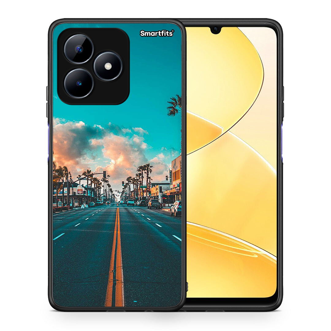 Θήκη Realme Note 50 City Landscape από τη Smartfits με σχέδιο στο πίσω μέρος και μαύρο περίβλημα | Realme Note 50 City Landscape case with colorful back and black bezels