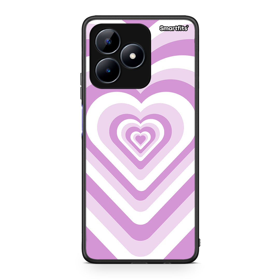 Realme Note 50 Lilac Hearts θήκη από τη Smartfits με σχέδιο στο πίσω μέρος και μαύρο περίβλημα | Smartphone case with colorful back and black bezels by Smartfits