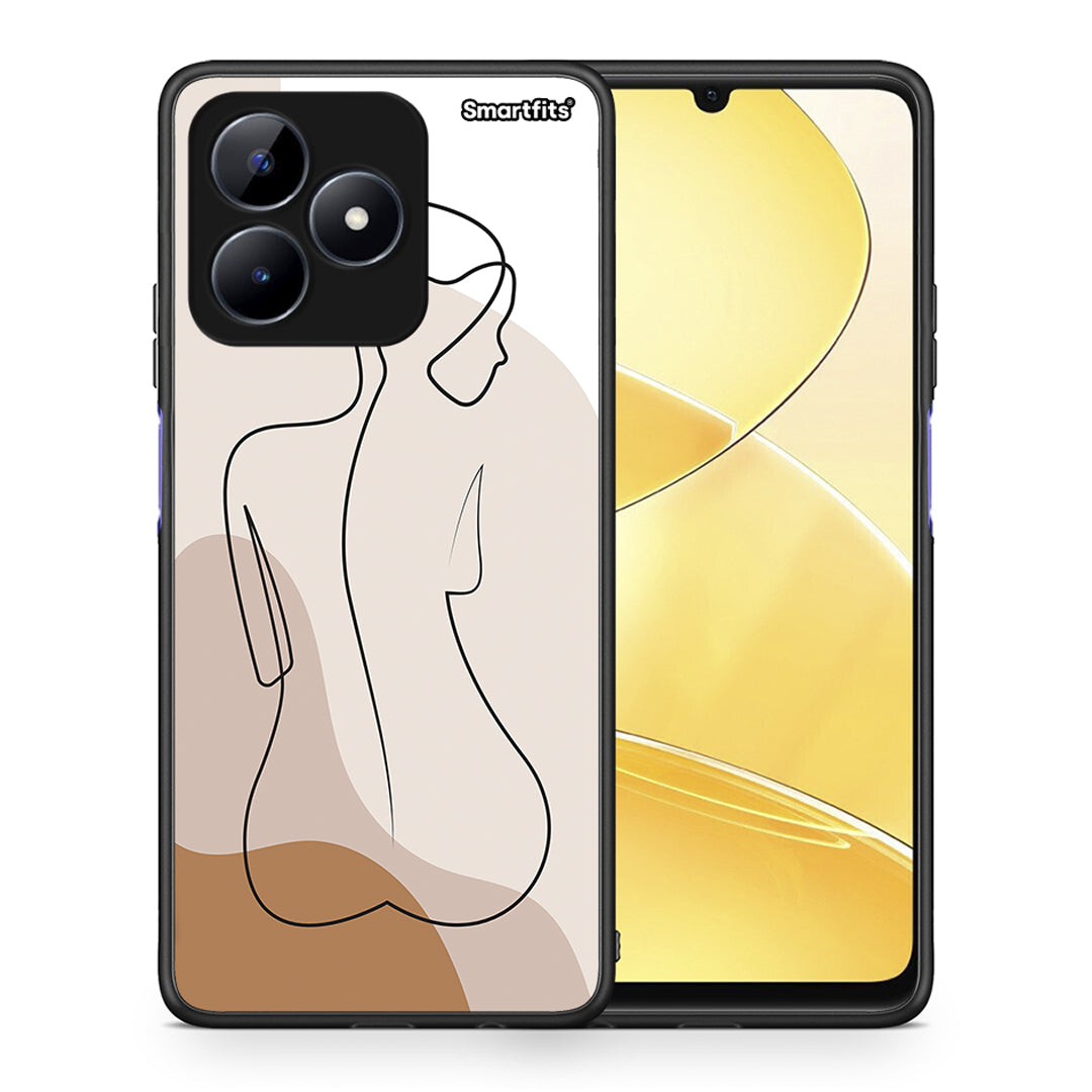 Θήκη Realme Note 50 LineArt Woman από τη Smartfits με σχέδιο στο πίσω μέρος και μαύρο περίβλημα | Realme Note 50 LineArt Woman case with colorful back and black bezels