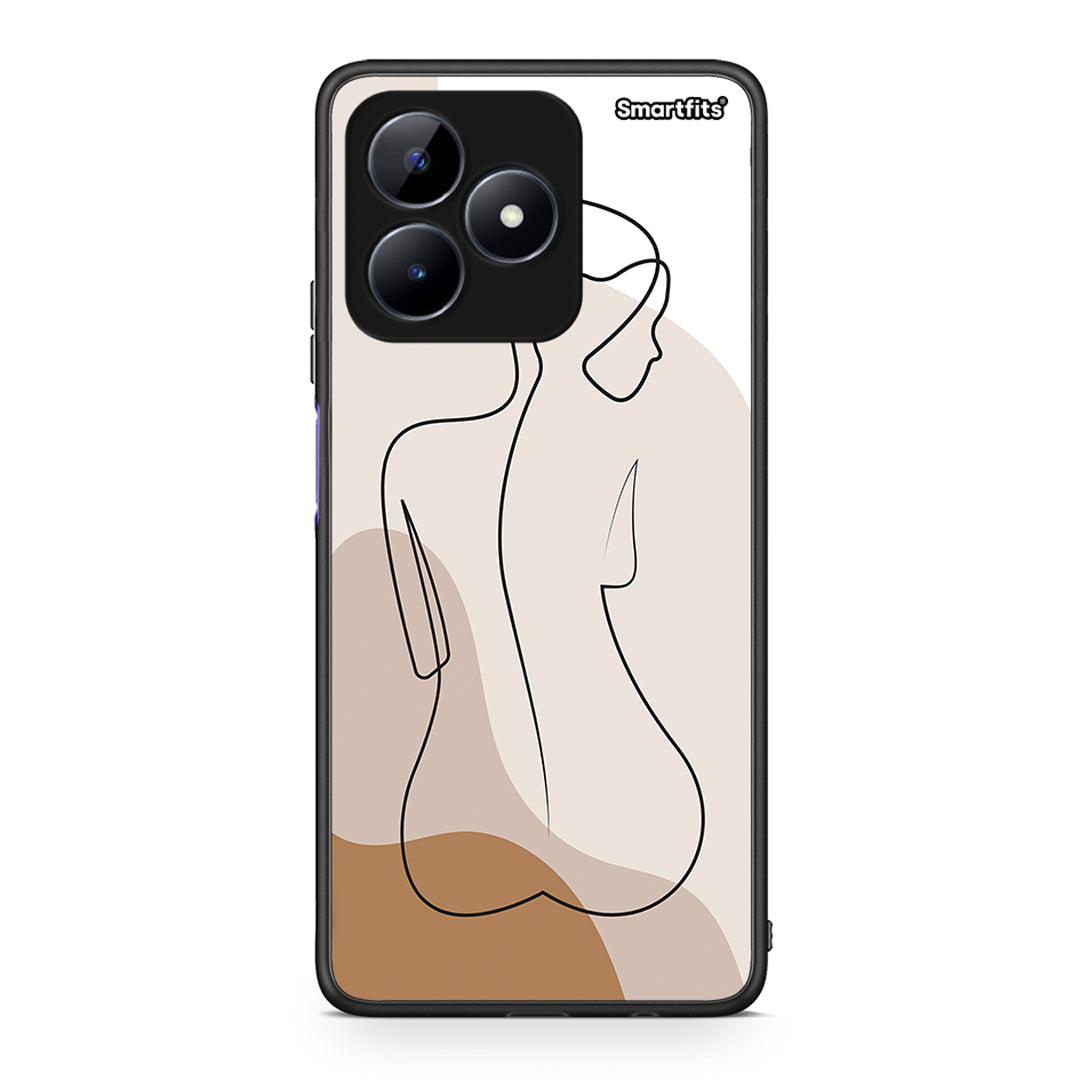 Realme C51 LineArt Woman θήκη από τη Smartfits με σχέδιο στο πίσω μέρος και μαύρο περίβλημα | Smartphone case with colorful back and black bezels by Smartfits