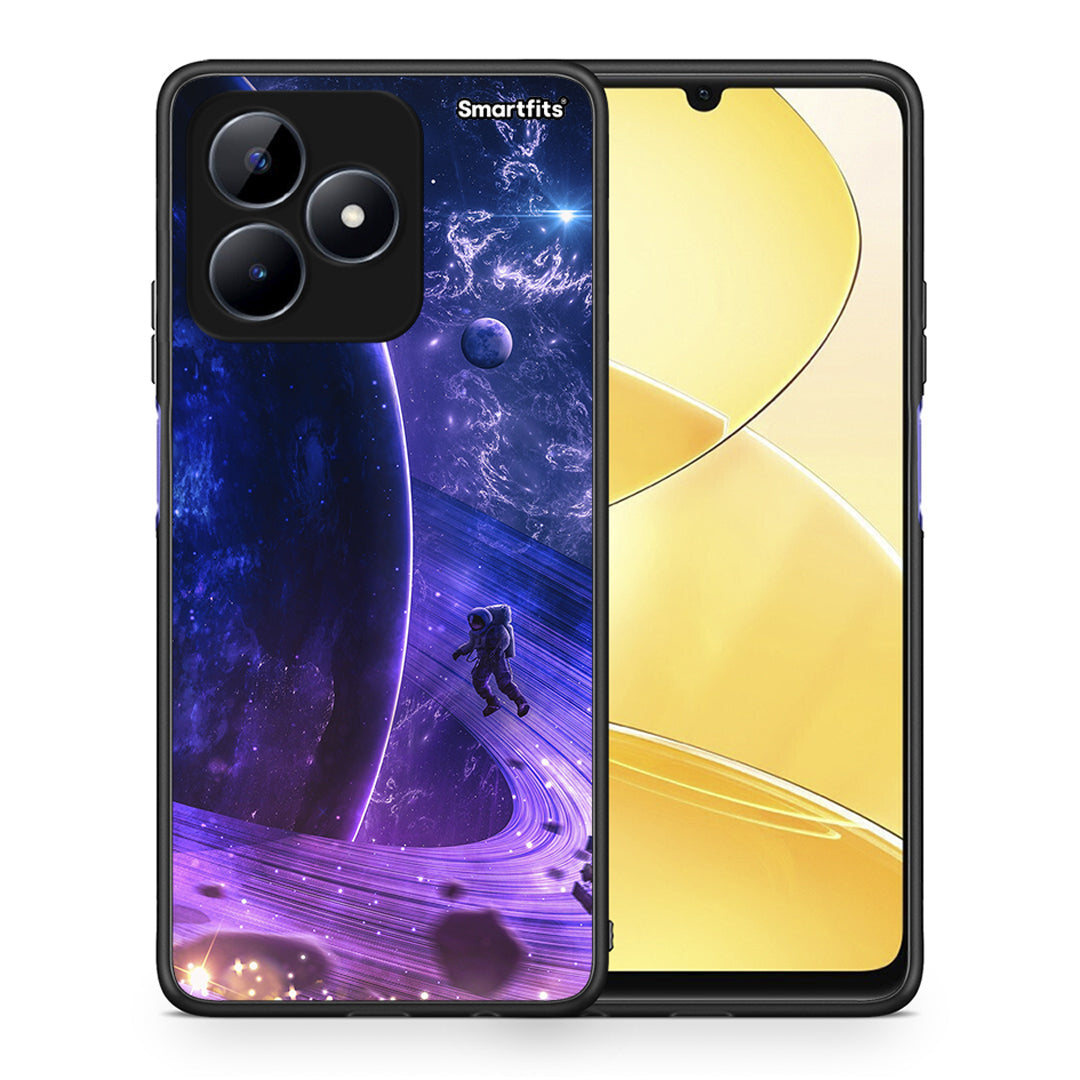 Θήκη Realme Note 50 Lost Astronaut από τη Smartfits με σχέδιο στο πίσω μέρος και μαύρο περίβλημα | Realme Note 50 Lost Astronaut case with colorful back and black bezels