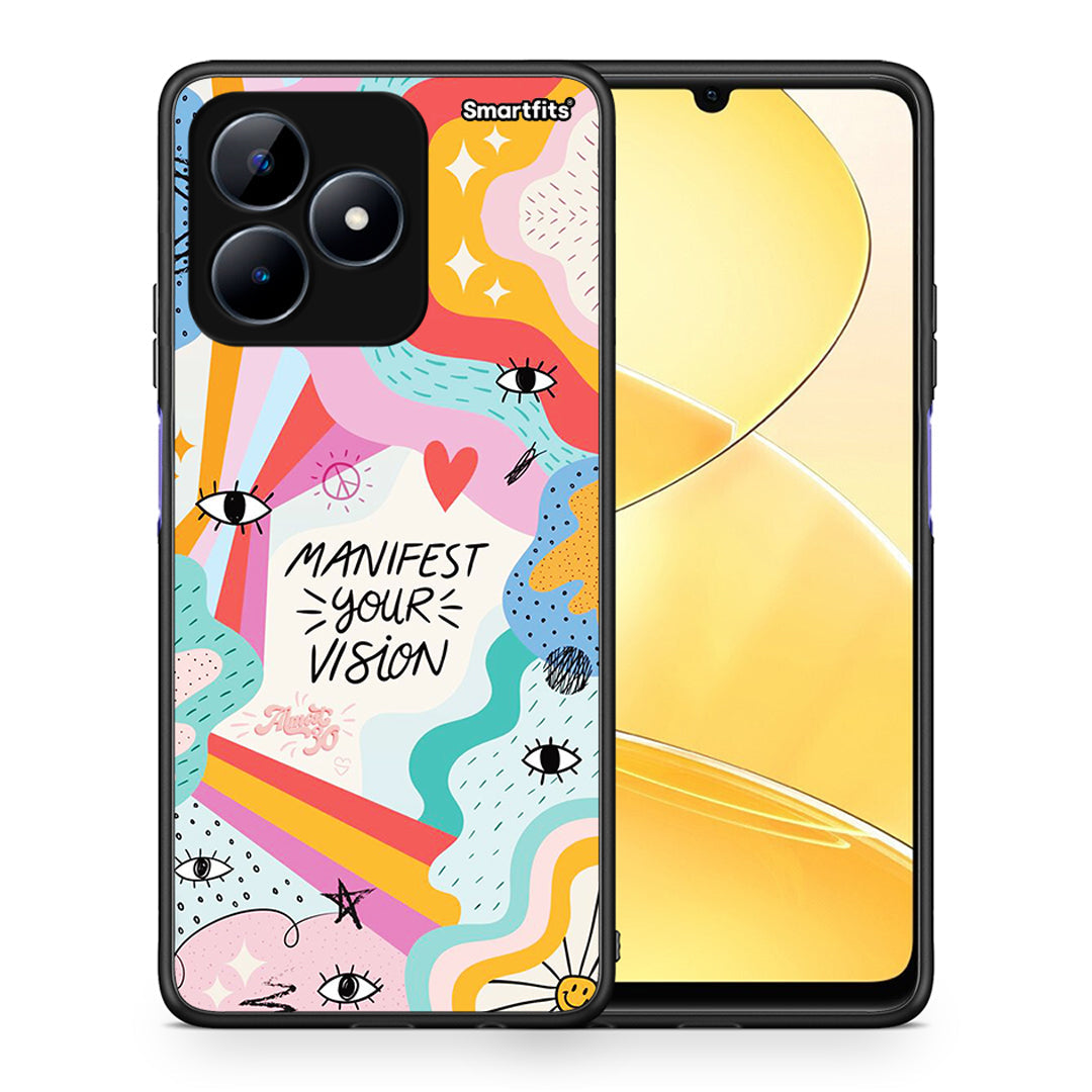 Θήκη Realme Note 50 Manifest Your Vision από τη Smartfits με σχέδιο στο πίσω μέρος και μαύρο περίβλημα | Realme Note 50 Manifest Your Vision case with colorful back and black bezels