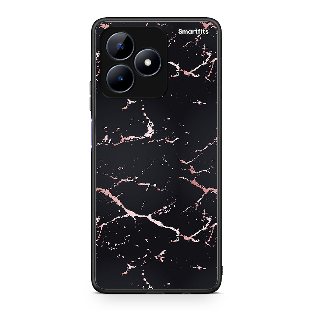 4 - Realme Note 50 Black Rosegold Marble case, cover, bumper