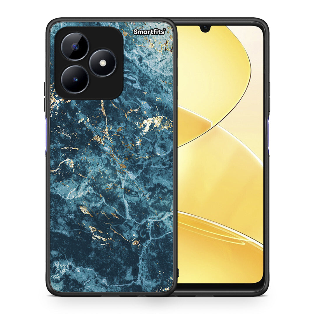 Θήκη Realme C51 Marble Blue από τη Smartfits με σχέδιο στο πίσω μέρος και μαύρο περίβλημα | Realme C51 Marble Blue case with colorful back and black bezels