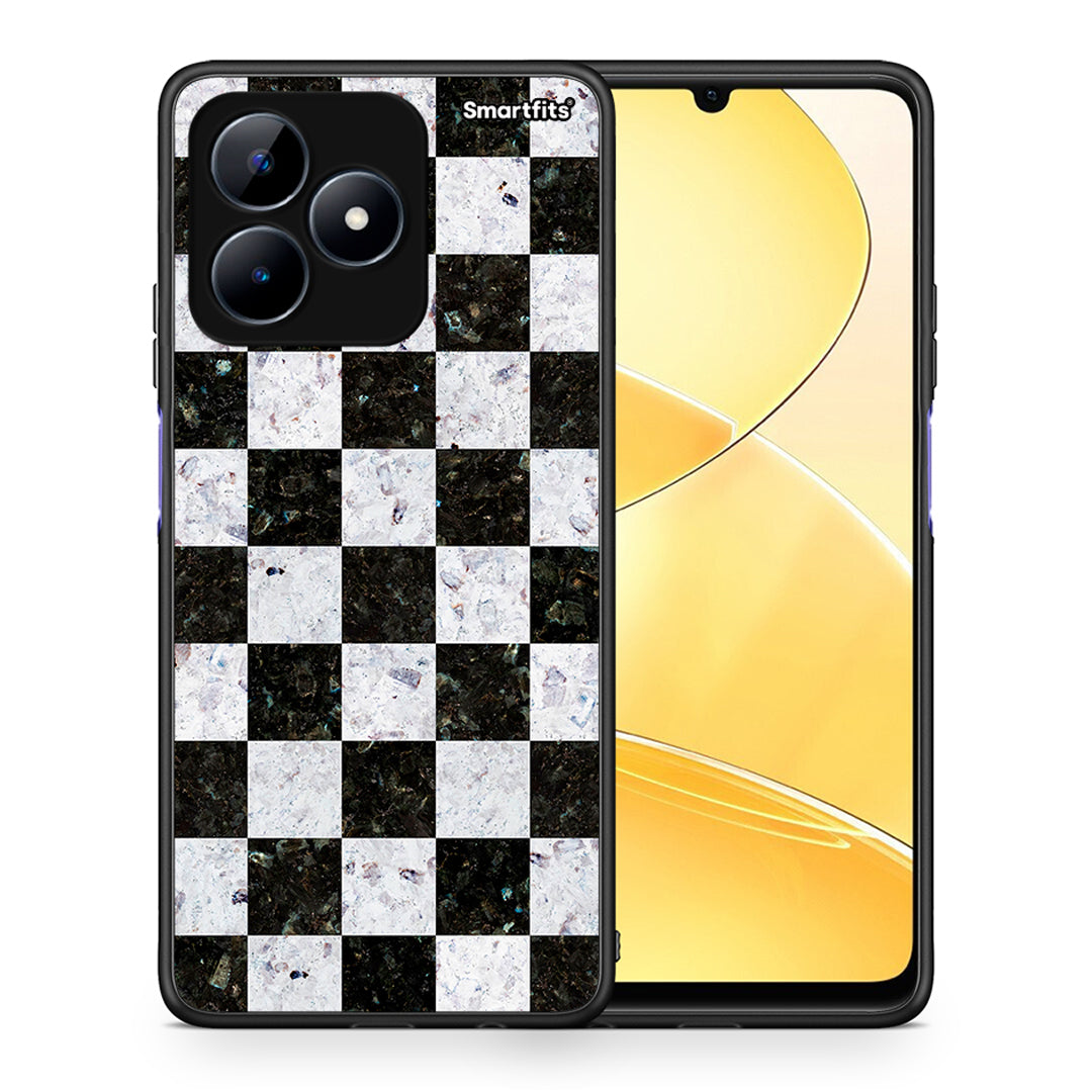 Θήκη Realme C51 Square Geometric Marble από τη Smartfits με σχέδιο στο πίσω μέρος και μαύρο περίβλημα | Realme C51 Square Geometric Marble case with colorful back and black bezels