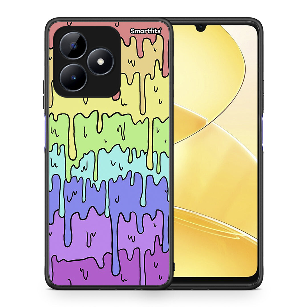 Θήκη Realme Note 50 Melting Rainbow από τη Smartfits με σχέδιο στο πίσω μέρος και μαύρο περίβλημα | Realme Note 50 Melting Rainbow case with colorful back and black bezels