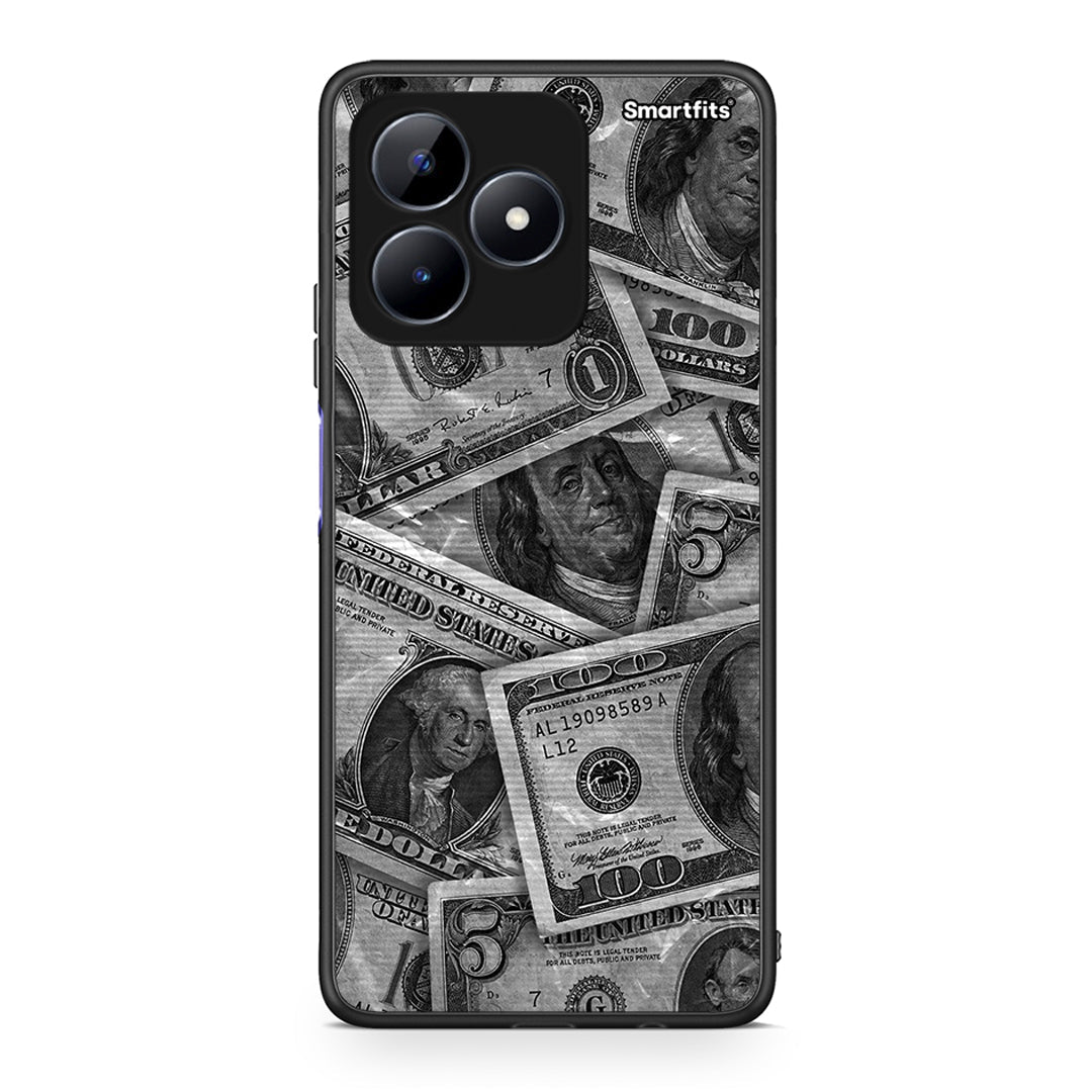 Realme C51 Money Dollars θήκη από τη Smartfits με σχέδιο στο πίσω μέρος και μαύρο περίβλημα | Smartphone case with colorful back and black bezels by Smartfits