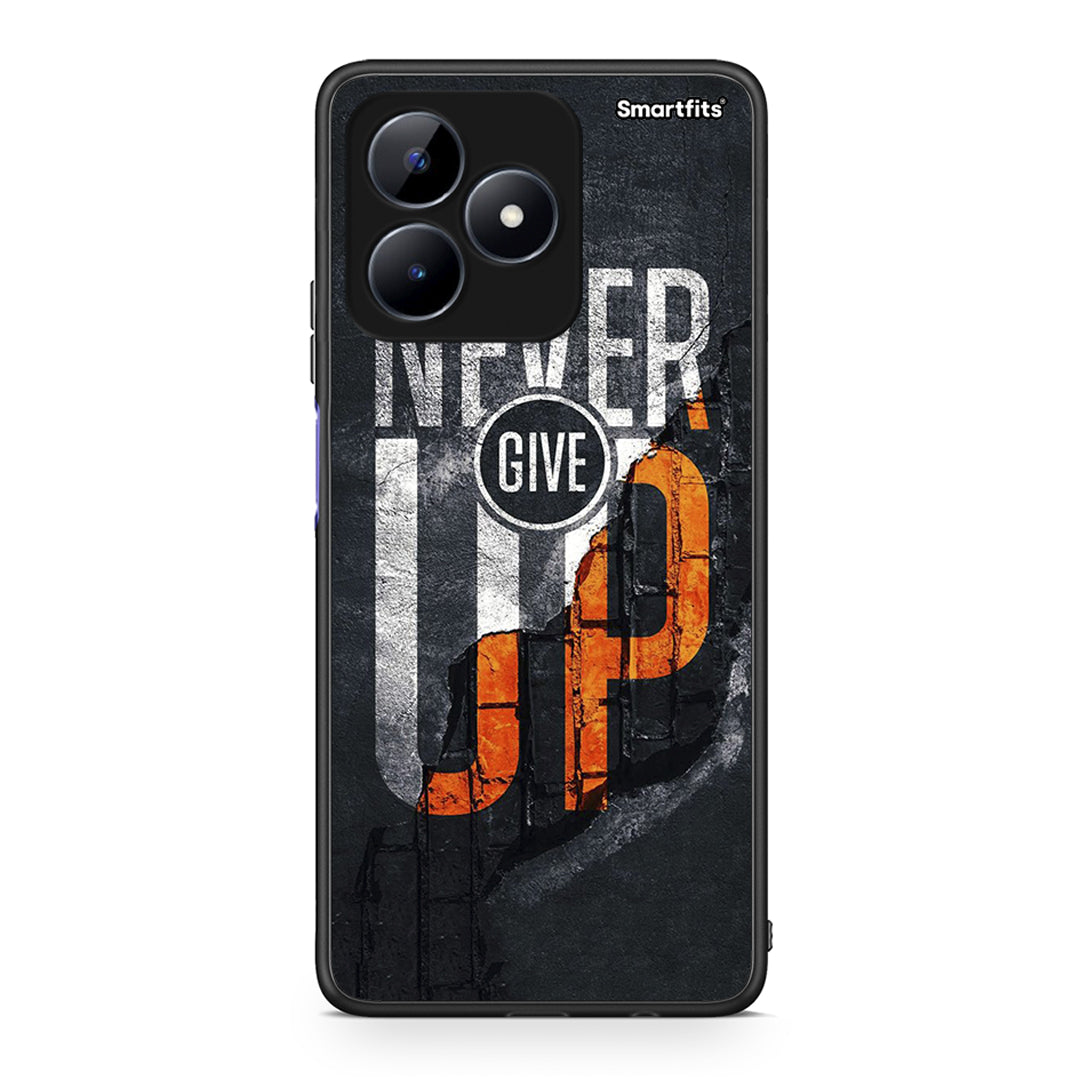Realme C51 Never Give Up Θήκη Αγίου Βαλεντίνου από τη Smartfits με σχέδιο στο πίσω μέρος και μαύρο περίβλημα | Smartphone case with colorful back and black bezels by Smartfits