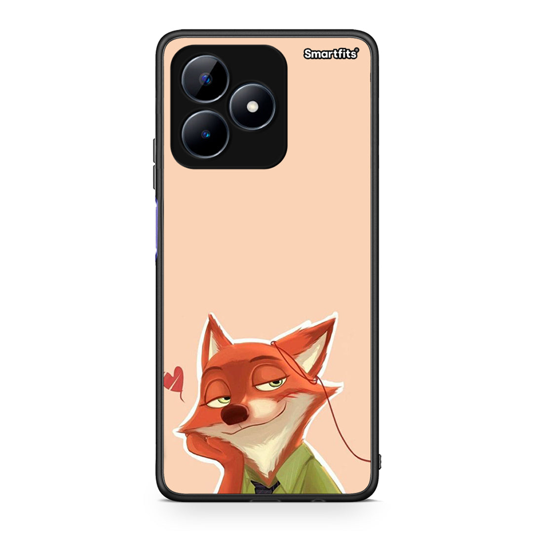 Realme Note 50 Nick Wilde And Judy Hopps Love 1 θήκη από τη Smartfits με σχέδιο στο πίσω μέρος και μαύρο περίβλημα | Smartphone case with colorful back and black bezels by Smartfits