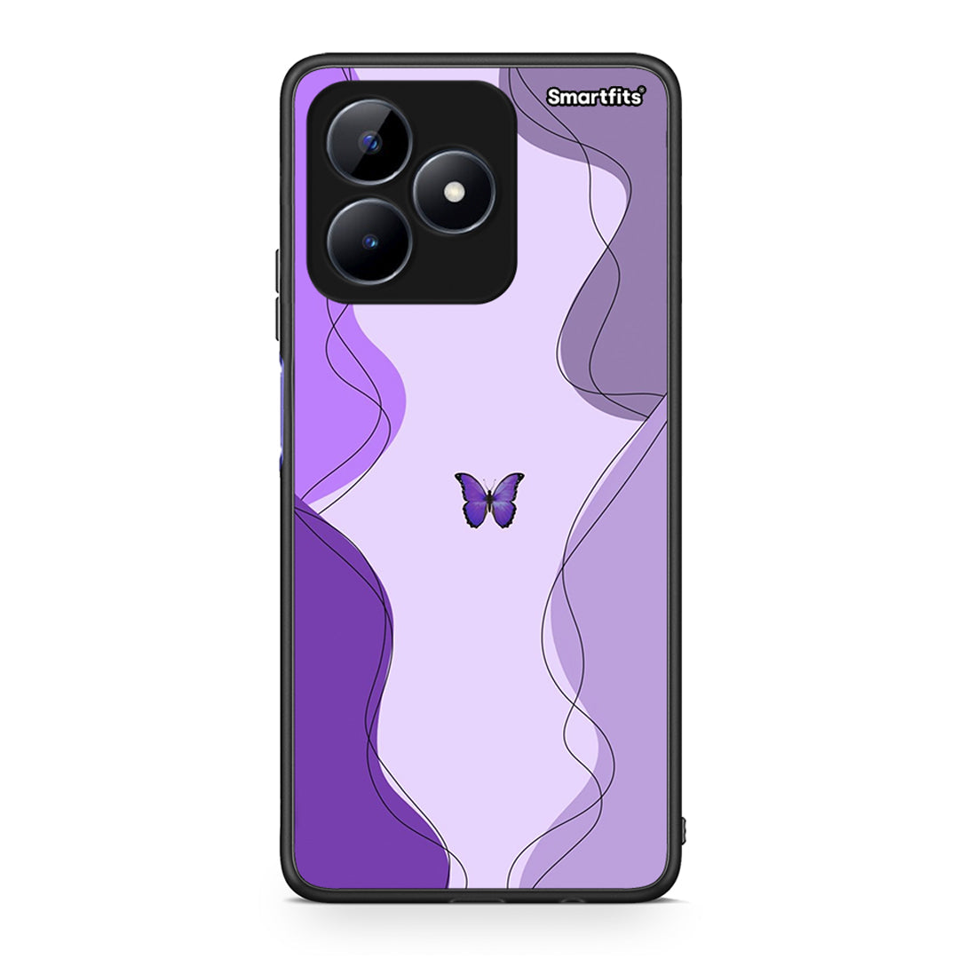 Realme C51 Purple Mariposa Θήκη Αγίου Βαλεντίνου από τη Smartfits με σχέδιο στο πίσω μέρος και μαύρο περίβλημα | Smartphone case with colorful back and black bezels by Smartfits