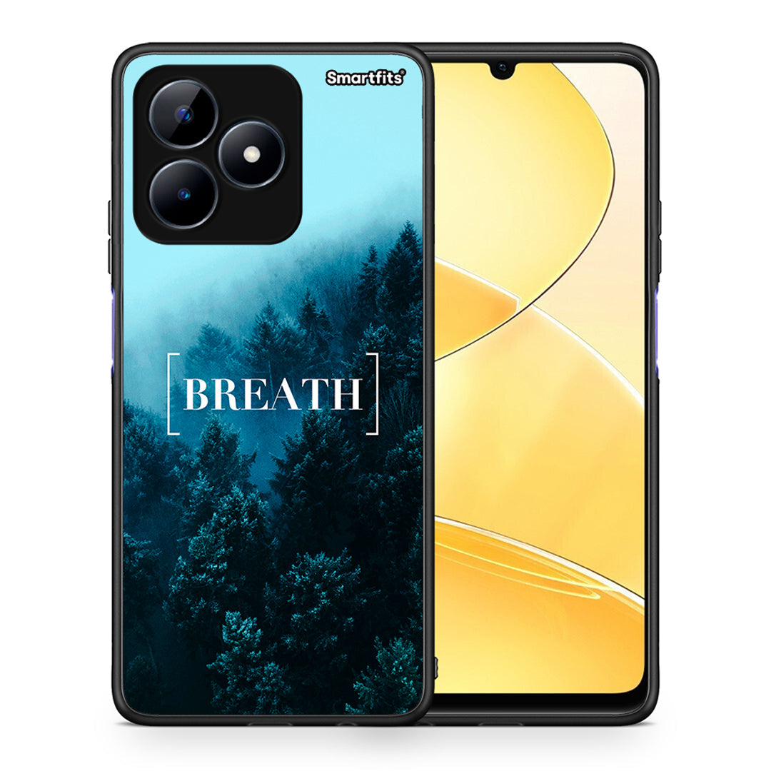 Θήκη Realme Note 50 Breath Quote από τη Smartfits με σχέδιο στο πίσω μέρος και μαύρο περίβλημα | Realme Note 50 Breath Quote case with colorful back and black bezels