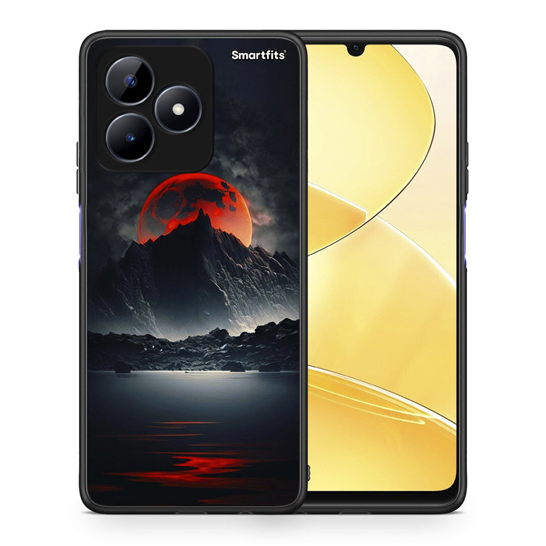 Θήκη Realme C51 Red Full Moon από τη Smartfits με σχέδιο στο πίσω μέρος και μαύρο περίβλημα | Realme C51 Red Full Moon case with colorful back and black bezels