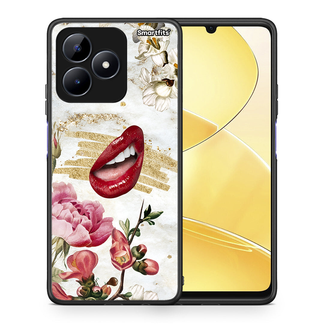 Θήκη Realme Note 50 Red Lips από τη Smartfits με σχέδιο στο πίσω μέρος και μαύρο περίβλημα | Realme Note 50 Red Lips case with colorful back and black bezels