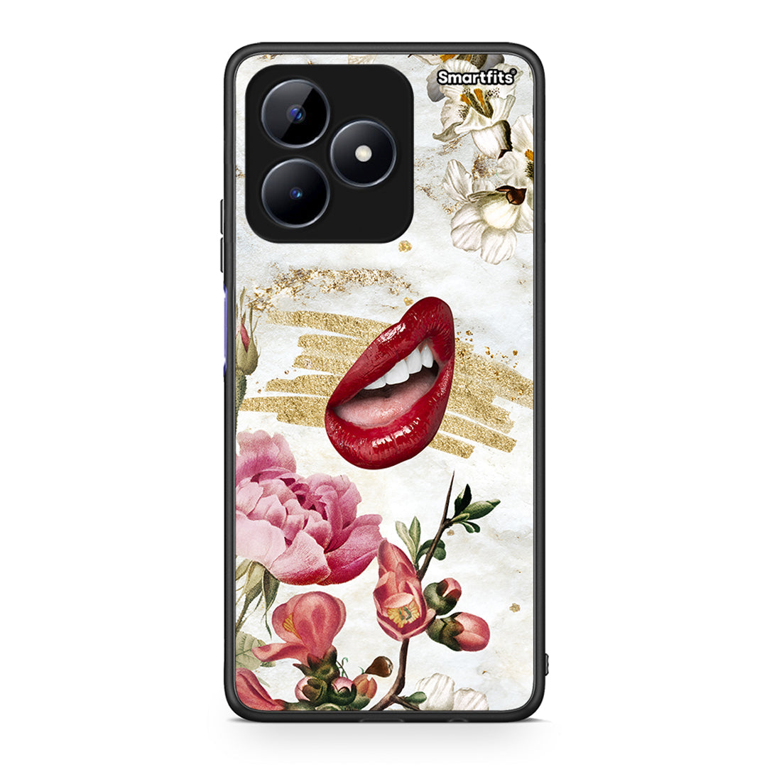 Realme Note 50 Red Lips θήκη από τη Smartfits με σχέδιο στο πίσω μέρος και μαύρο περίβλημα | Smartphone case with colorful back and black bezels by Smartfits