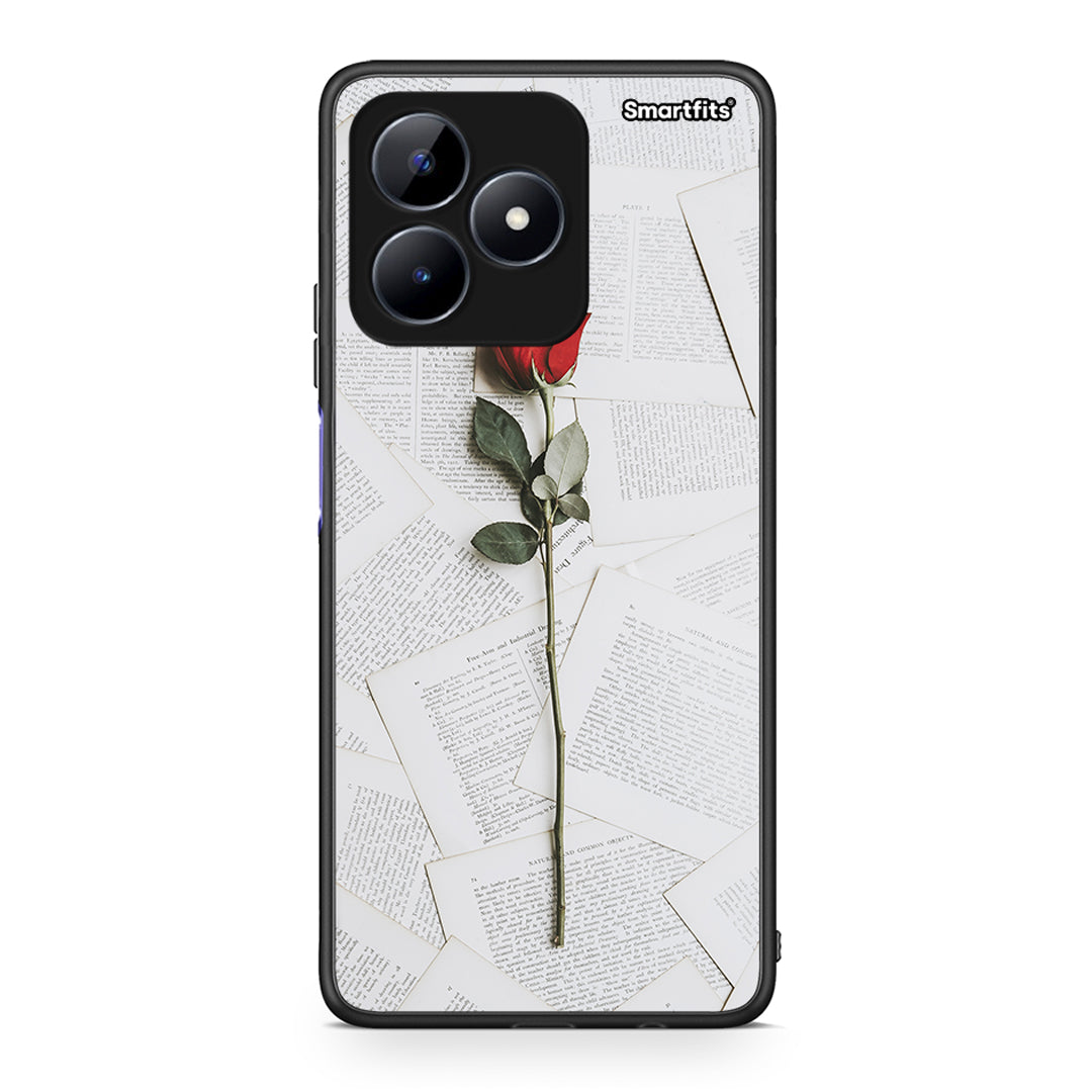 Realme C51 Red Rose θήκη από τη Smartfits με σχέδιο στο πίσω μέρος και μαύρο περίβλημα | Smartphone case with colorful back and black bezels by Smartfits