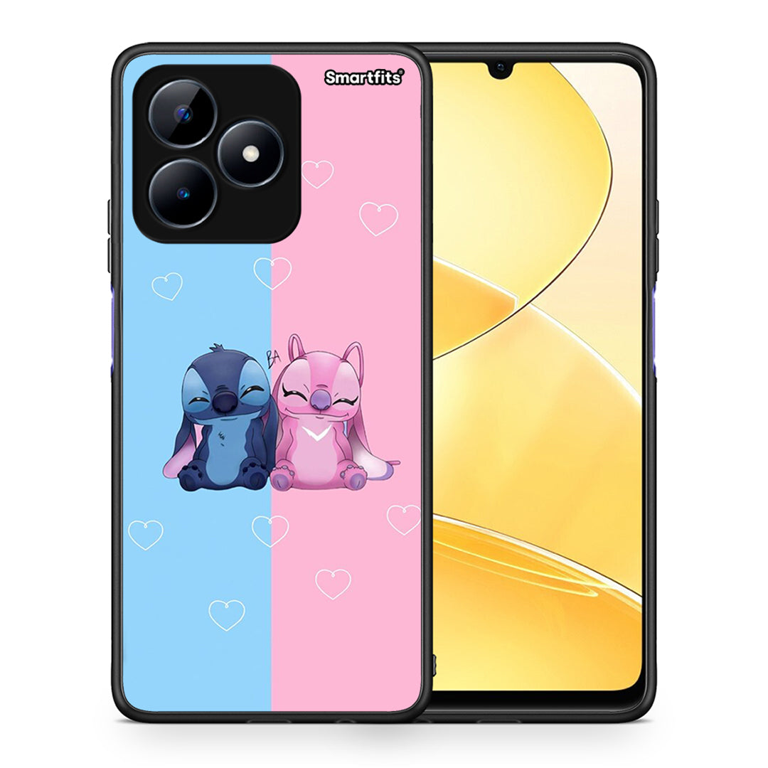 Θήκη Realme Note 50 Stitch And Angel από τη Smartfits με σχέδιο στο πίσω μέρος και μαύρο περίβλημα | Realme Note 50 Stitch And Angel case with colorful back and black bezels