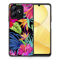 Thumbnail for Θήκη Realme C51 Tropical Flowers από τη Smartfits με σχέδιο στο πίσω μέρος και μαύρο περίβλημα | Realme C51 Tropical Flowers case with colorful back and black bezels