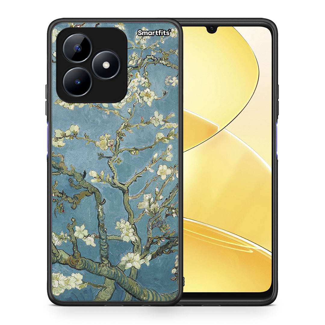 Θήκη Realme Note 50 White Blossoms από τη Smartfits με σχέδιο στο πίσω μέρος και μαύρο περίβλημα | Realme Note 50 White Blossoms case with colorful back and black bezels