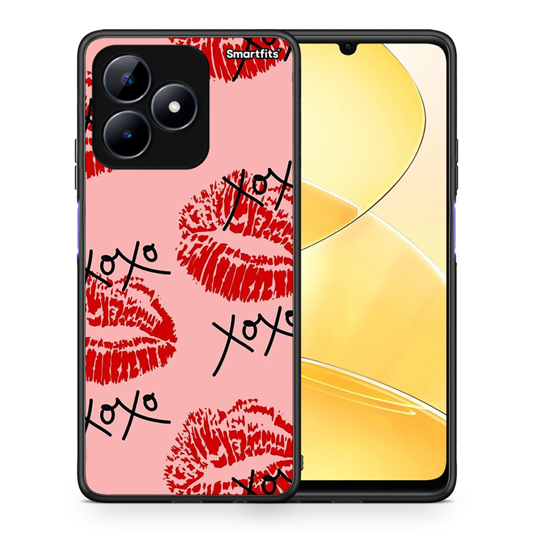 Θήκη Realme C51 XOXO Lips από τη Smartfits με σχέδιο στο πίσω μέρος και μαύρο περίβλημα | Realme C51 XOXO Lips case with colorful back and black bezels