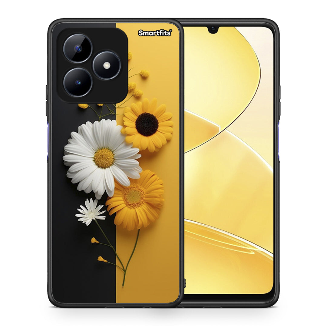 Θήκη Realme Note 50 Yellow Daisies από τη Smartfits με σχέδιο στο πίσω μέρος και μαύρο περίβλημα | Realme Note 50 Yellow Daisies case with colorful back and black bezels