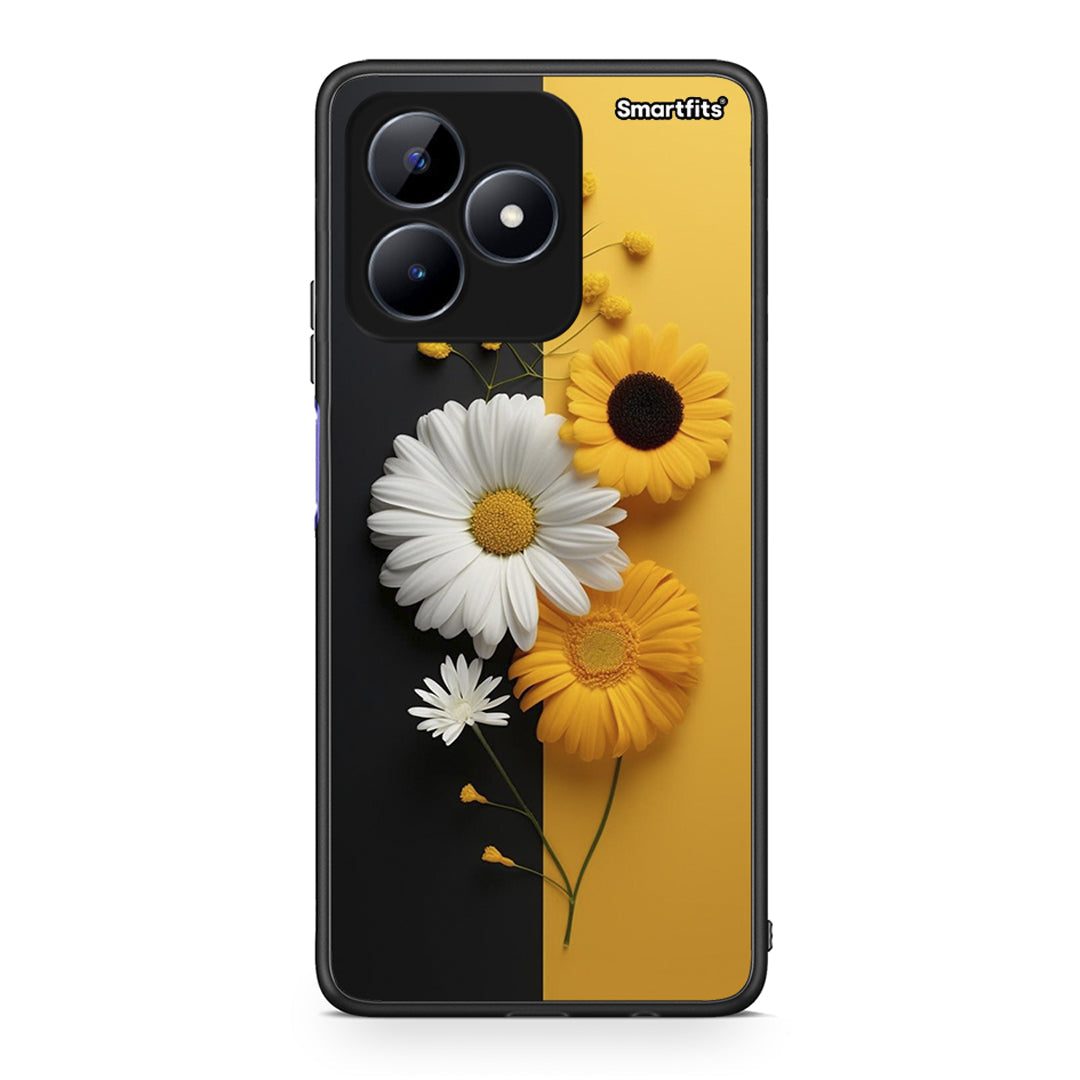 Realme Note 50 Yellow Daisies θήκη από τη Smartfits με σχέδιο στο πίσω μέρος και μαύρο περίβλημα | Smartphone case with colorful back and black bezels by Smartfits