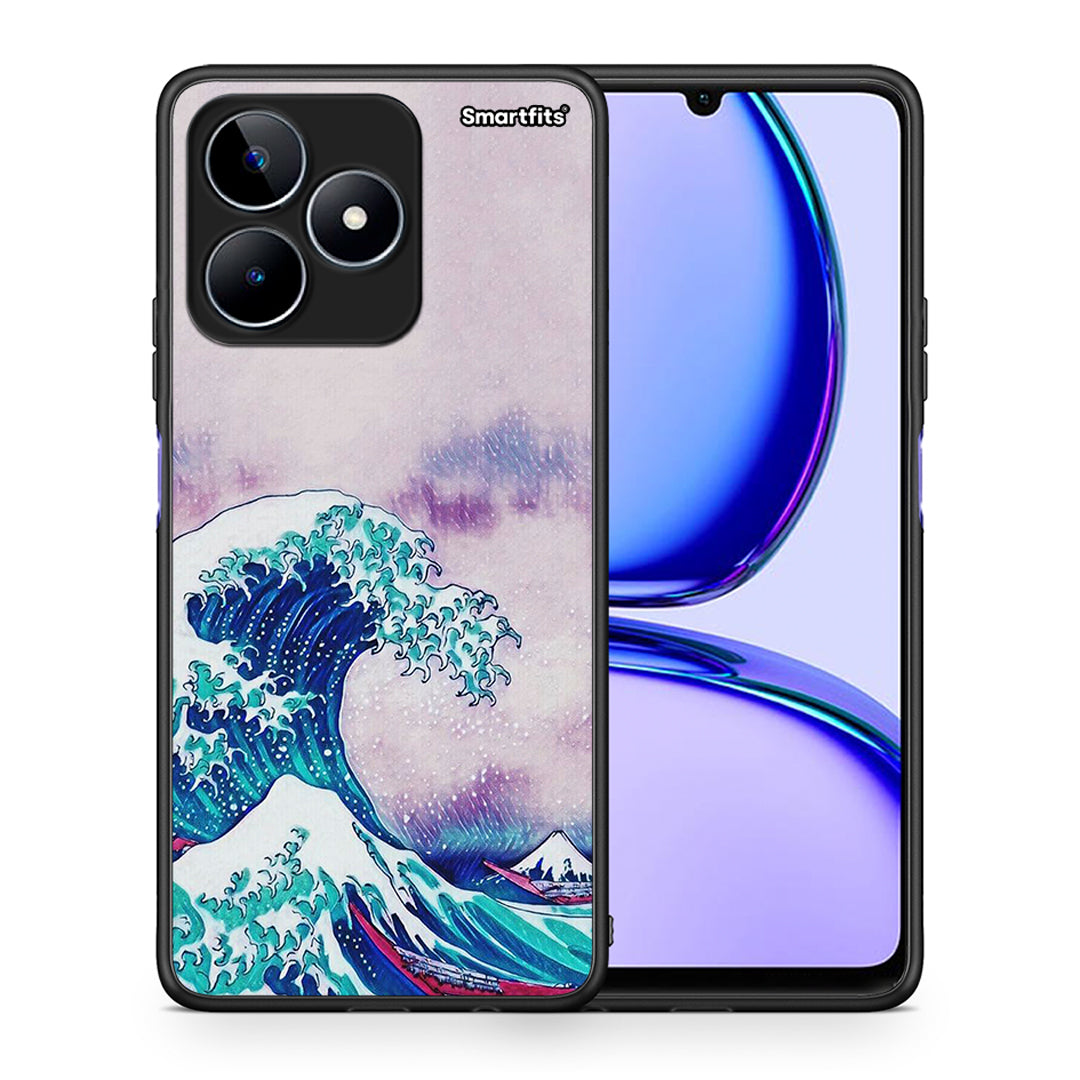 Θήκη Realme C53 Blue Waves από τη Smartfits με σχέδιο στο πίσω μέρος και μαύρο περίβλημα | Realme C53 Blue Waves case with colorful back and black bezels